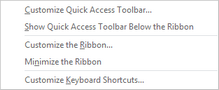 Access Toolbar Menu