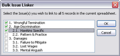 Bilk Issue Linker dialog box