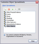 Customize Object Spreadsheets