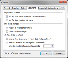 Options > Documents tab