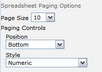 Spreadsheet Paging Options
