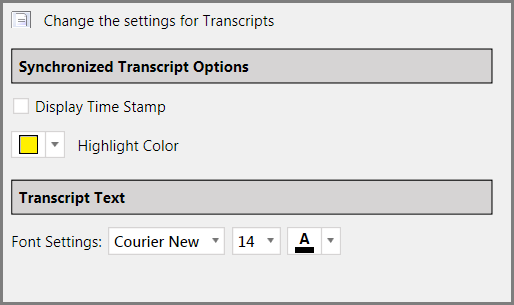 OptionsExhibitsTranscripts