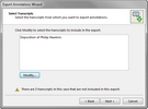 Export Annotations Wizard > Select Transcripts