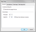 Page Setup > General