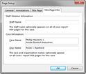 Page Setup > Title Page Info