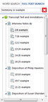 Search pane > Full Text Search tab > search results