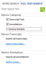 Full Text Search > Transcript Text and Annotations