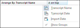 Transcripts pane > Show Groups