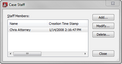 Case Staff dialog box