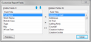 New ReportBook Wizard > Customize Report Fields
