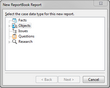 New ReportBook Wizard > New ReportBook Report > Template