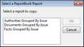 Select a ReportBook Report dialog box