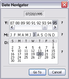 Date Navigator dialog box