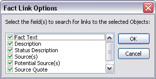 Fact Link Options dialog box