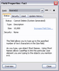 Field Properties dialog box > Status tab