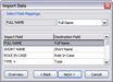 Import Wizard > Select Field Mappings