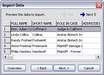 Import Wizard > Preview data import dialog box