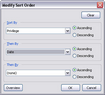 Privilege Log Wizard > Modify Sort Order dialog box