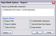 ReportBook Options dialog box