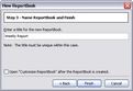 New ReportBook Wizard > Name ReportBook and Finish