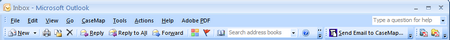 Microsoft Outlook 2007 toolbar > CaseMap menu and Send Email to CaseMap button