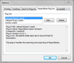 Options dialog box > ReportBook Plug Ins tab