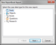 New ReportBook Wizard > New ReportBook Report > Data Type