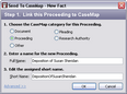 Send to CaseMap - New Fact > Link to Proceeding dialog box