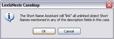 Short Name Assistant message box