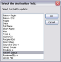Select the destination field dialog box