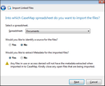 Import Linked Files > Select Spreadsheet
