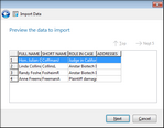 Import Wizard > Preview data import dialog box