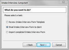 Intake Interview Jumpstart wizard