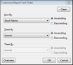 New ReportBook Wizard > Customize Report Sort Order
