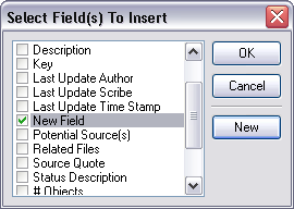 Select Field Insert box
