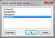 Select a field to Spell Check dialog box