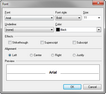 Font dialog box