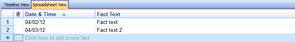 New Fact > Spreadsheet View