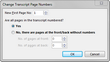 Change Transcript Page Numbers Dialog Box
