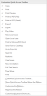 Standard toolbar menu