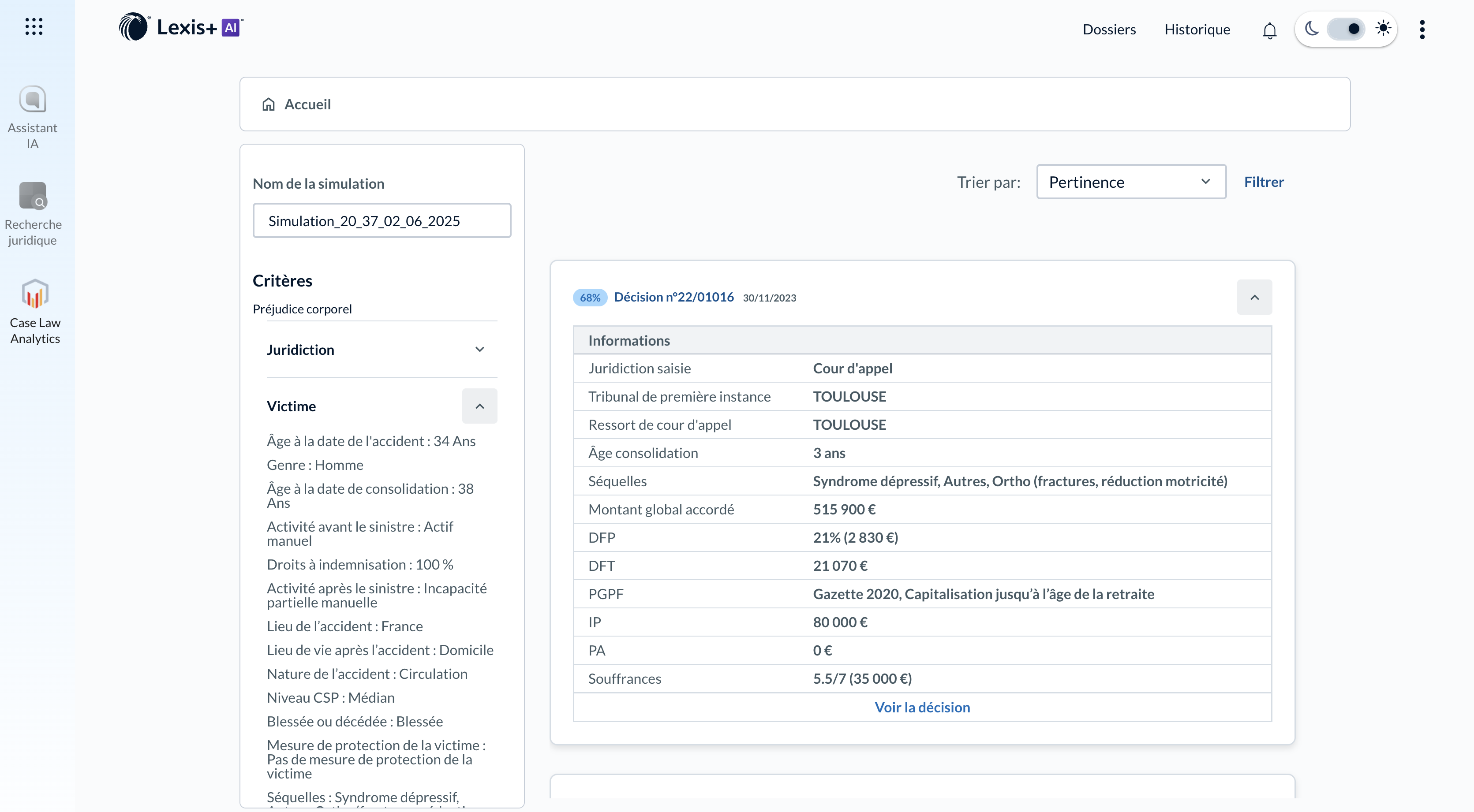 A blurred document is open in Microsoft Word while a pointer selects an option in the right-hand pane of Lexis Create+ to proofread this document. Options appear in a new window to prepare your document, review for accuracy, and finalize the document. The pointer selects the option to prepare the table of authorities under the category of finalizing the document and in the next window, the pointer selects the cases to be added to the table of authorities. The TOA is then automatically added to the open doc.