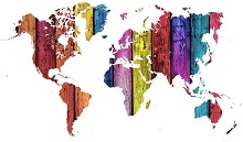 Multi-coloured world map