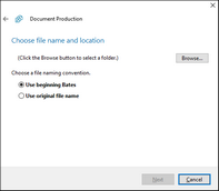 Document Production Wizard - Output Destination and File Naming Convention