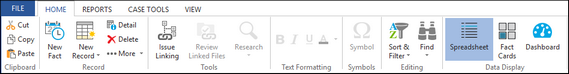 CaseMap menu bar