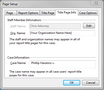 Page Setup dailog box > Title Page Info tab